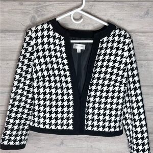 Isaac Mizrahi Black & White Houndstooth Open-Front Jacket